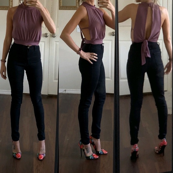LF Tops - LF Love pink mauve open back side cut out crop top